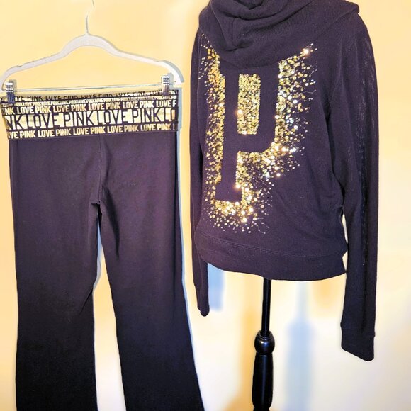 VS PINK Vintage Black and Gold 3PC Bling Set RARE size L - Picture 3 of 10
